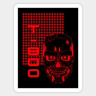 Terminator Skull - T-800 - Laser Grid Cyberpunk- ALL RED VERSION Magnet